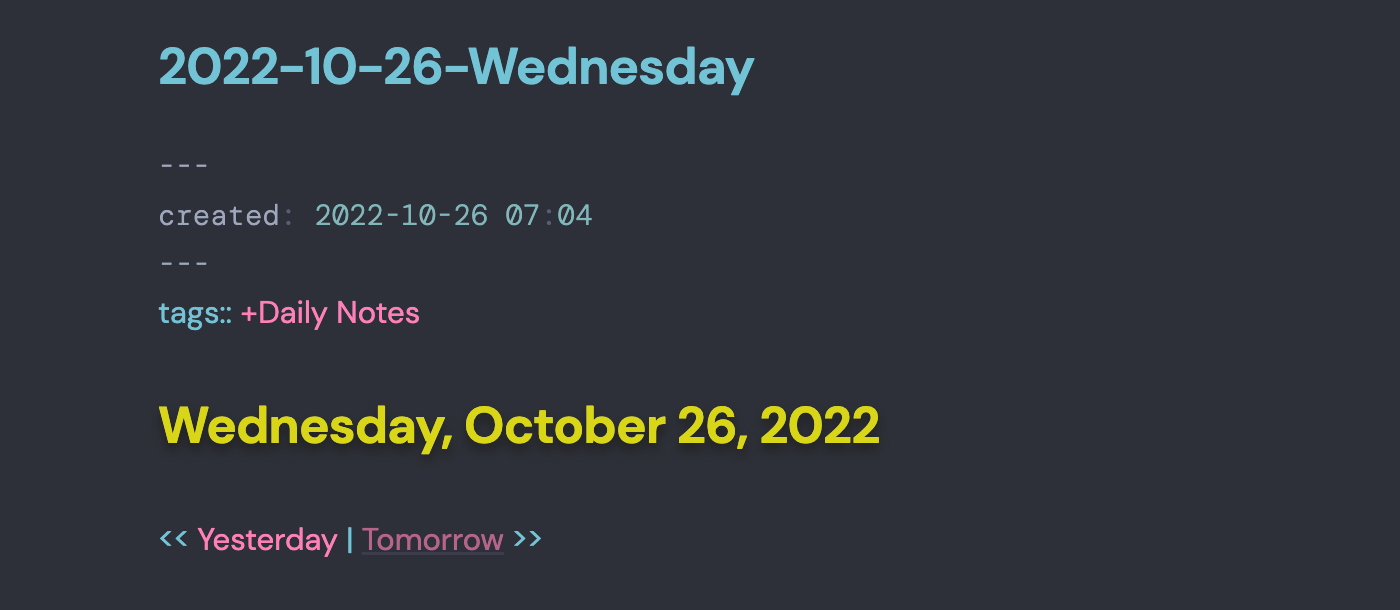 Dann’s Daily Note metadata and navigation